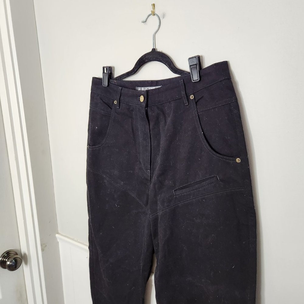JACQUEMES LA COLLECTIONNEUSE Black Moto Carpenter Style Jeans - Picture 2 of 7